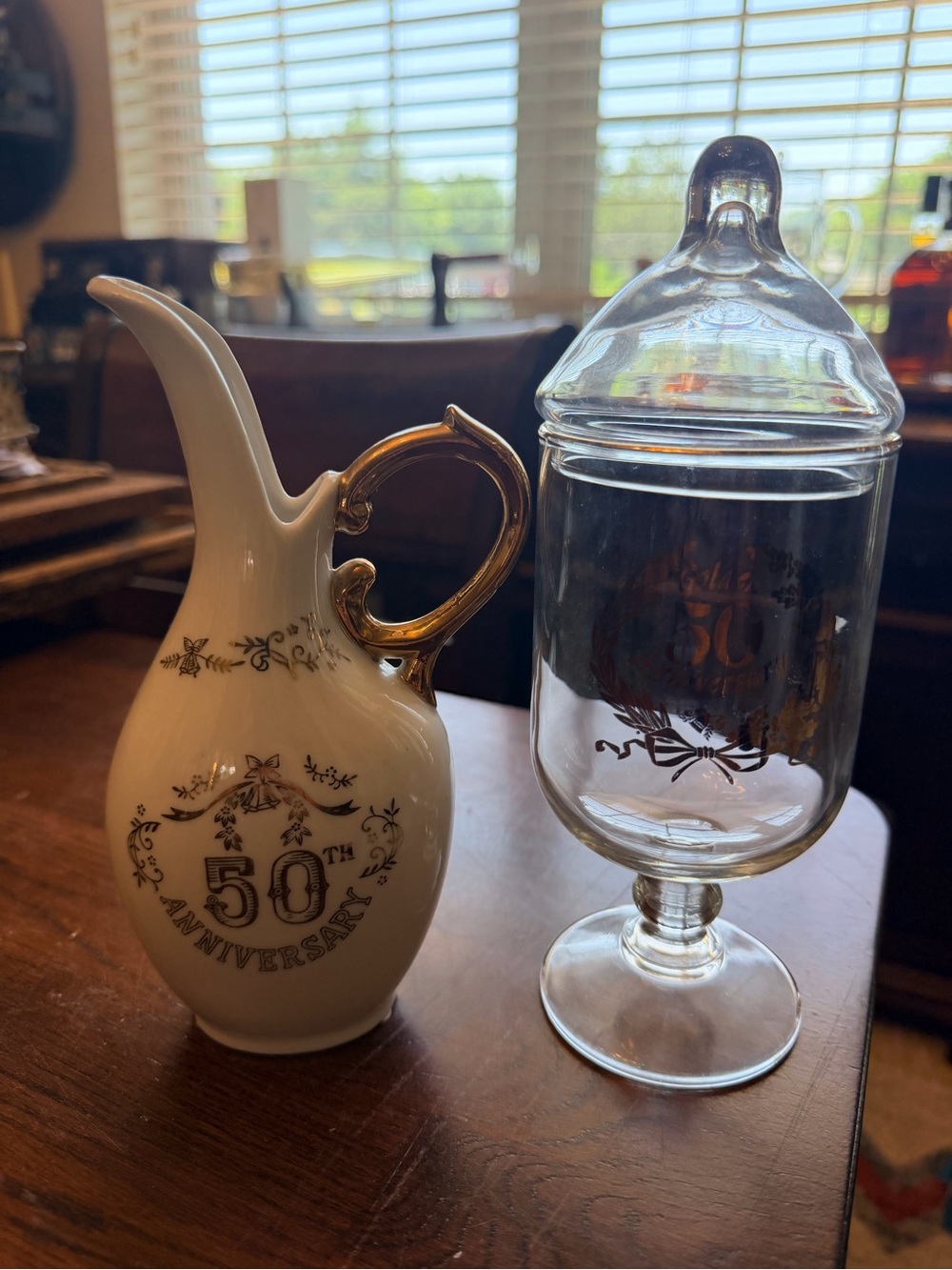 Vintage Lenox 50th Anniversary Porcelain Pitcher with Gold Accent Candy Dish